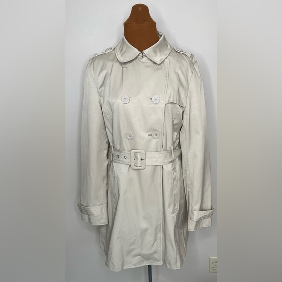 NWT Kenneth Cole Reaction Tan Khaki Belted Trench Coat Size Medium - Picture 2 of 9